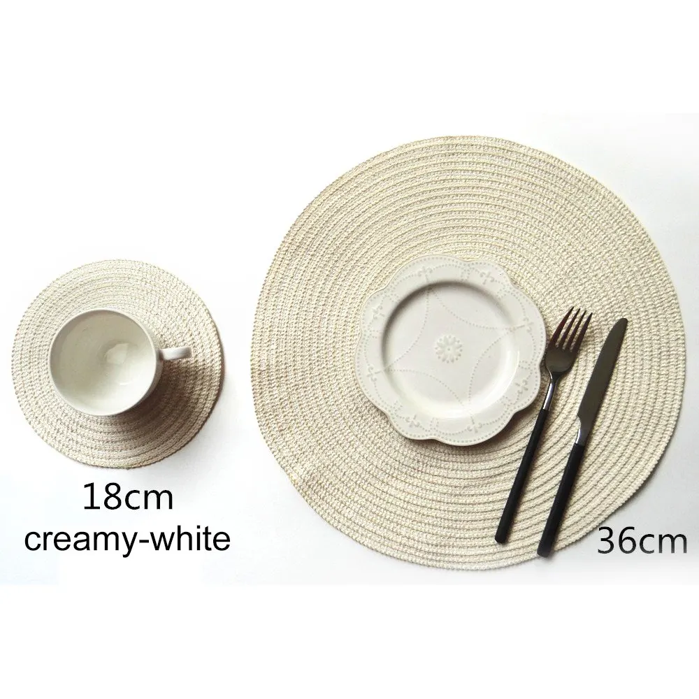 Round Placemat Table Mat Coaster Non Slip Cotton Solid Placemat Mat Yarn Woven Table Insulation Pad Kitchen Tools Accessories Round Placemat Table Mat Coaster Non Slip Cotton Solid Placemat Mat Yarn Woven Table Insulation Pad Kitchen Tools Accessories