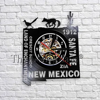 

Land of Enchantment USA Home State New Mexico Wall Clock Modern Design Vinyl Record Clock 3D Art Wall Decor Travel Gifts
