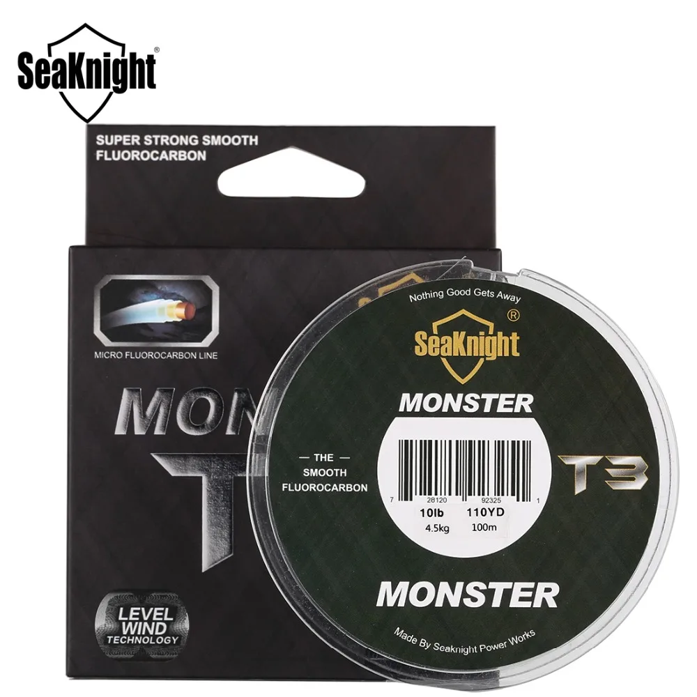 SeaKnight MONSTER T3 фторуглеродная леска 100 м гладкая монофиламентная леска Тройная фторуглеродная структура 3-18LB