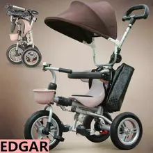 solid wheel airless tires baby walker, fold child tricycle, one button to fold, child walker, adjust handle bar and pedal