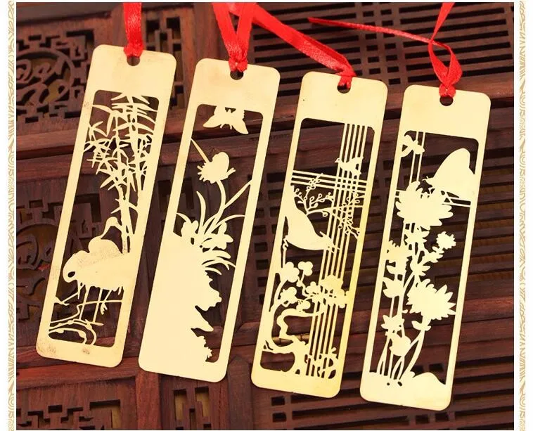 Китайский стиль четыре сезона цветок металлические закладки, бабочка/птица декоративная металлическая для бумаги зажимы в подарок