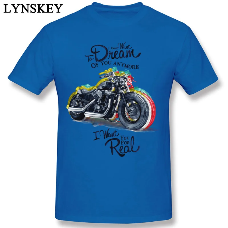 Men's Tops T Shirt Newest Normal T Shirts 100% Cotton O Neck Short Sleeve Unique Motorcycledream Tee-Shirt Top Quality blue