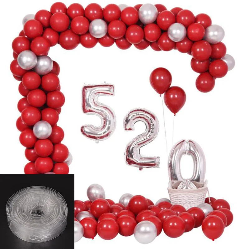

100/lot DIY Latex Balloons paste Glue Modeling Tool Plastic Balloon Chain 5M Balloon Tool Birthday Party Wedding Decoration