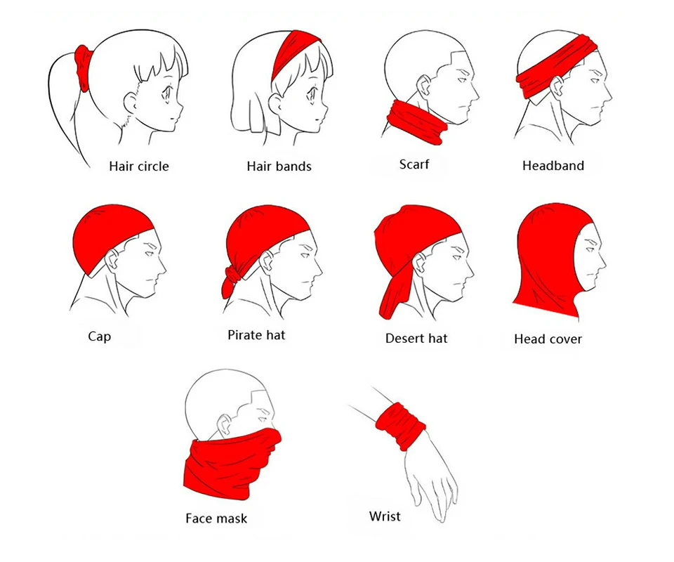 Шейный платок повязка на голову, маска для лица тюбик бандана щит гетры крышка для походов, рыбалки, езды на велосипеде Бег Для женщин мужские шарфы для защиты от солнца