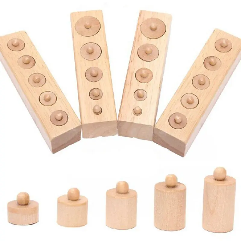 

Montessori Educational Wooden Toys For Children Cylinder Socket Blocks Toy Baby Development Practice And Senses 4pc/1 Set