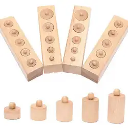 Монтессори Обучающие деревянные игрушки для детей цилиндрические розетки блоки игрушки детские развивающие практики и чувств 4 шт./1