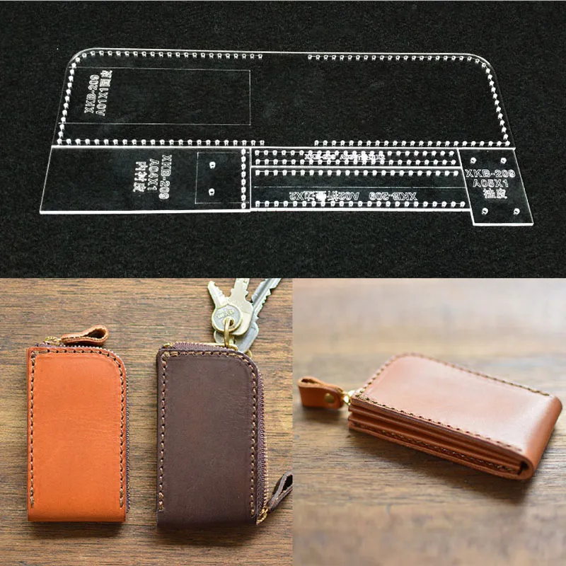 

Acrylic Stencil DIY Leather Process Key Ring Template Card Holder Hand Tannery Sewing Pattern