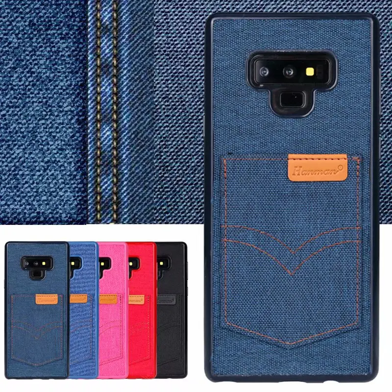 

Case For Samsung Galaxy Note 9 Note 10 Cover Woven fabric denim Cloth soft silicone Card slot case For Galaxy Note 10 Plus case