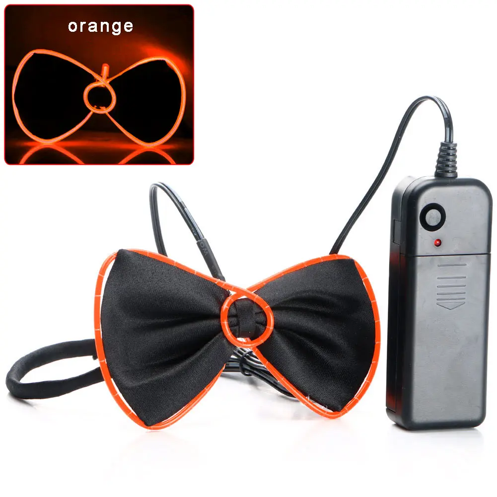 Умный пульт дистанционного управления El Wire неоновый светодиодный светильник в форме затвора светящиеся солнцезащитные очки Rave галстук-бабочка костюм вечерние DJ яркие очки - Цвет: EL tie Orange