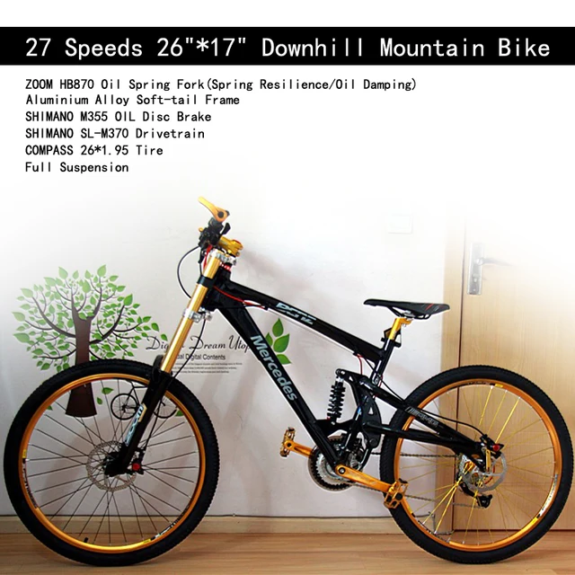 26"*19" Downhill Bike 27 Speeds Full Suspension Fork DH Bicycle Oil Brake Bicicletas Soft tail