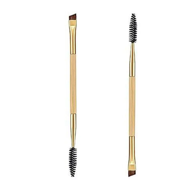 YANQINA, 1 шт., инструмент для макияжа, Бамбуковая ручка, двойная кисть для бровей+ гребень для бровей, Кисть для макияжа