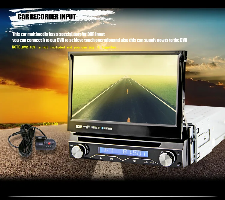 Flash Deal 7" Touch Screen 1 Din Car DVD Single Din Car Radio One Din Car GPS Car Recorder Input & Motorized Screen Detachable Front Panel 17