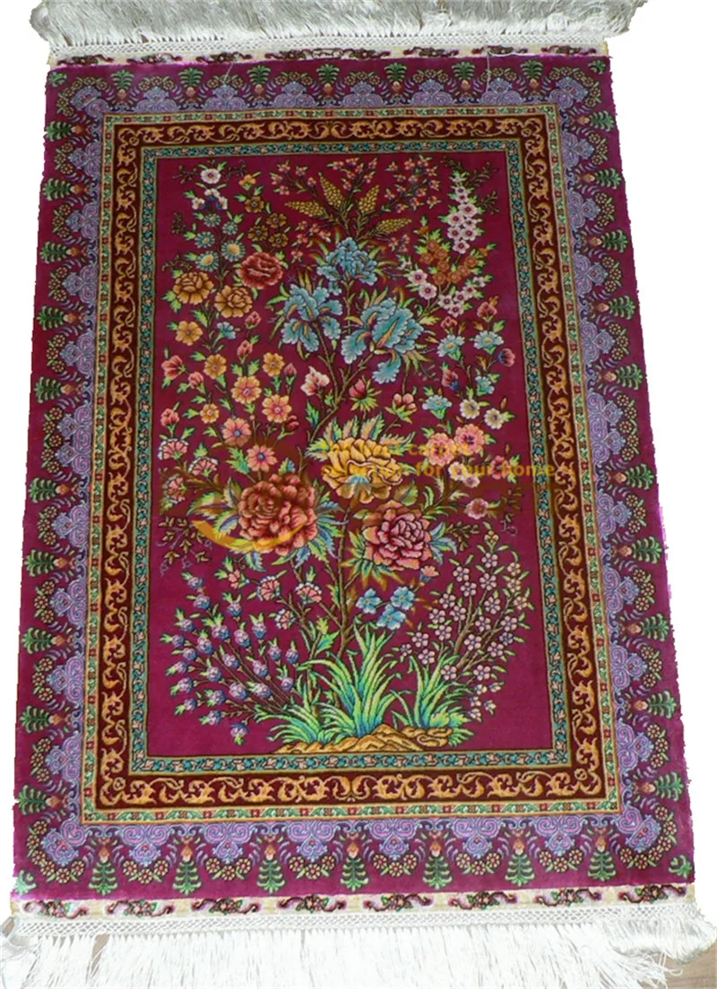 

Silk Persian Rug The Plant Design Handmade Carpet Home Decore Home Decorgc117psilkyg28