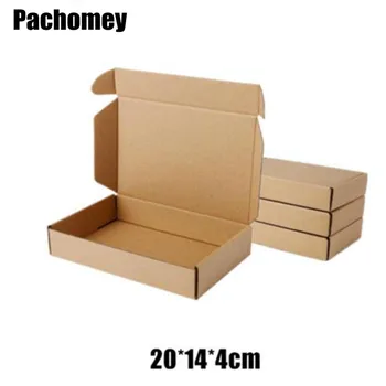 

10pcs/lot 20*14*4cm Kraft Paper Bags Recyclable Gift Jewelry Food Bread Candy Packaging Shopping Party Package Mailing Box PP766
