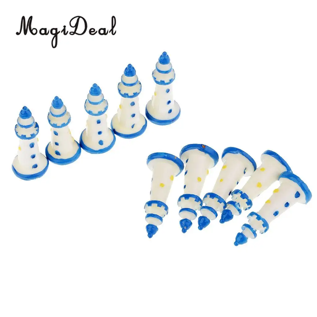 Mini Resin Lighthouse for Dolls House Garden Yard Plant Room Decor Miniature Resin Crafts Micro Landscape DIY Toy