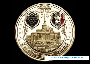 

France Mont Saint-Michel monastery coat of arms enamel copper chapter