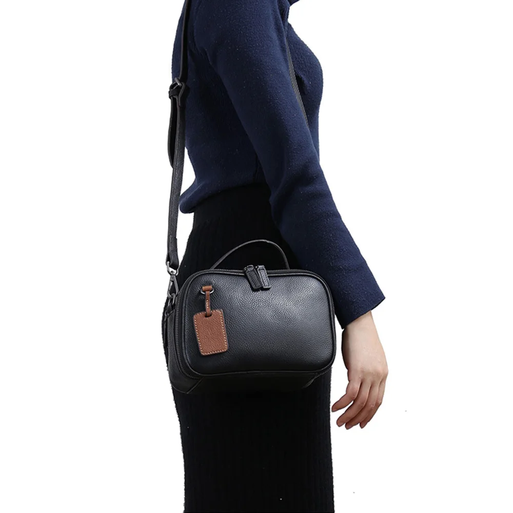 Zency صغيرة المرأة حقيبة كتف 100% حقيقية جاكيت جلدي-مقبض يد الرجعية Crossbody أكياس وسادة محفظة أسود رمادي Zency صغيرة المرأة حقيبة كتف 100% حقيقية جاكيت جلدي-مقبض يد الرجعية Crossbody أكياس وسادة محفظة أسود رمادي