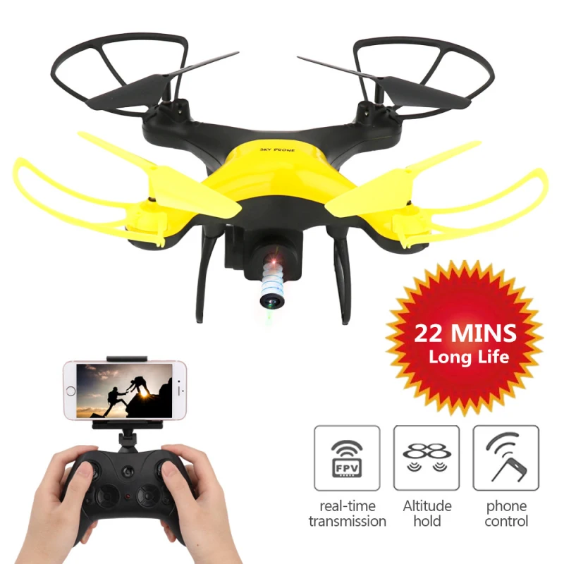 

2018 Intelligent Upgrade WIFI Aerial RC Drone Add 720P 480P HD Camera Long Range 22MINS Flight time RC Helicopter PK H68 X5SW