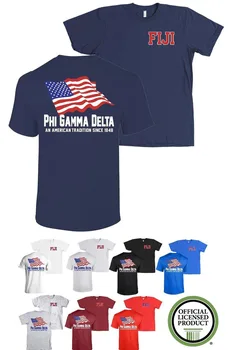 

2019 T-Shirt Newest Fashion Hot Summer SaleFIJI Phi Gamma Delta Fraternity Bella+Canvas American Flag USA ShirtTee Shirt