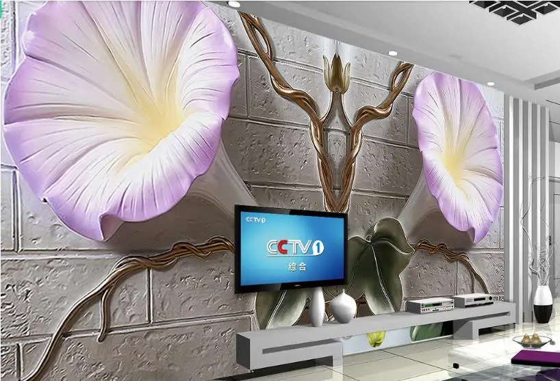 Обои 3D стереоскопического Morning Glory рельеф фоне стены 3d гостиная обои ТВ фон |