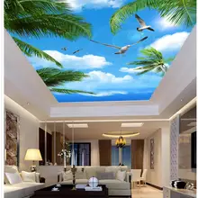3d обои с изображением синего неба и морской ладони потолок 3d комнатные обои с изображением природы потолки