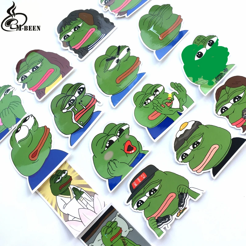 16 шт./лот пародия Pepe Sad Лягушка забавная наклейка для чемодана скейтборда ноутбука мотоцикла водонепроницаемый ПВХ Граффити автомобиля наклейки игрушки