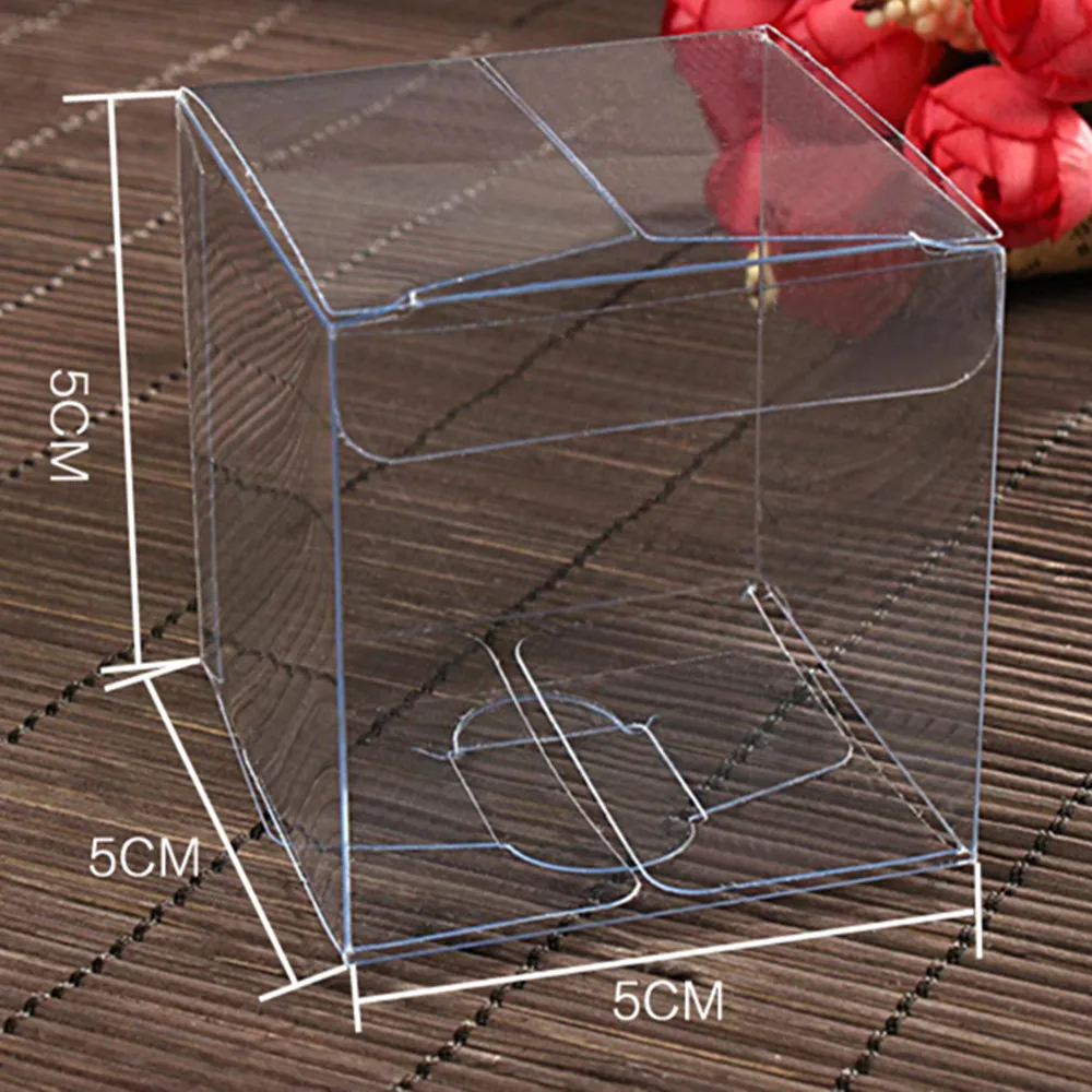 Pvc Box 50Pcs/Lot 5*5*5cm Clear Small Poly Pack Box Jewelry Transparent