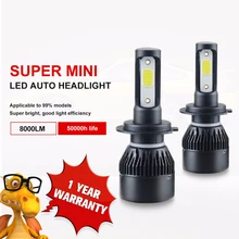 Aceersun H7 H4 светодиодный автомобильный головной светильник H4 H1 H11 9005 72 Вт мини cob чип 12 в 24 В Автомобильные фары 8000лм 6500 К 4300 К противотуманный светильник