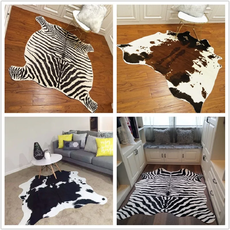 

Zebra Rug for Living Room Cowhide strpe faux skin mat Simulation Animal file Bedroom Carpets Shaggy Home Decor ins dropshipping