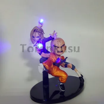 

Dragon Ball Z Krillin Android 18 Led Lighting Fighting Together Anime Dragon Ball Z DBZ Lazuli Collectible Model Toy Figurine