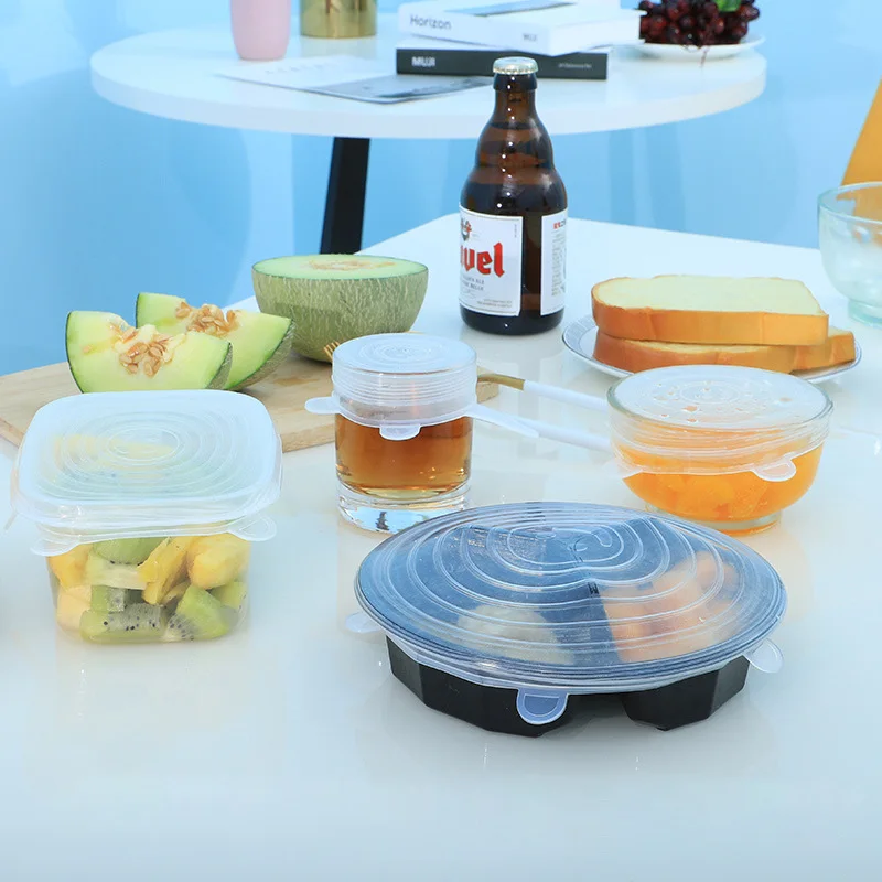 6pcs Silicone Stretch Food Lids Reusable Universal Silicone Food Wrap Bowl Pot Airtight Lid Kitchen Accessories 6pcs Silicone Stretch Food Lids Reusable Universal Silicone Food Wrap Bowl Pot Airtight Lid Kitchen Accessories