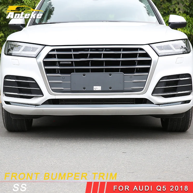 

ANTEKE Stainless Steel ABS front Rear Bumper Skid Guard Molding Cover Trim Car Styling For Audi Q5 2018 Accessories
