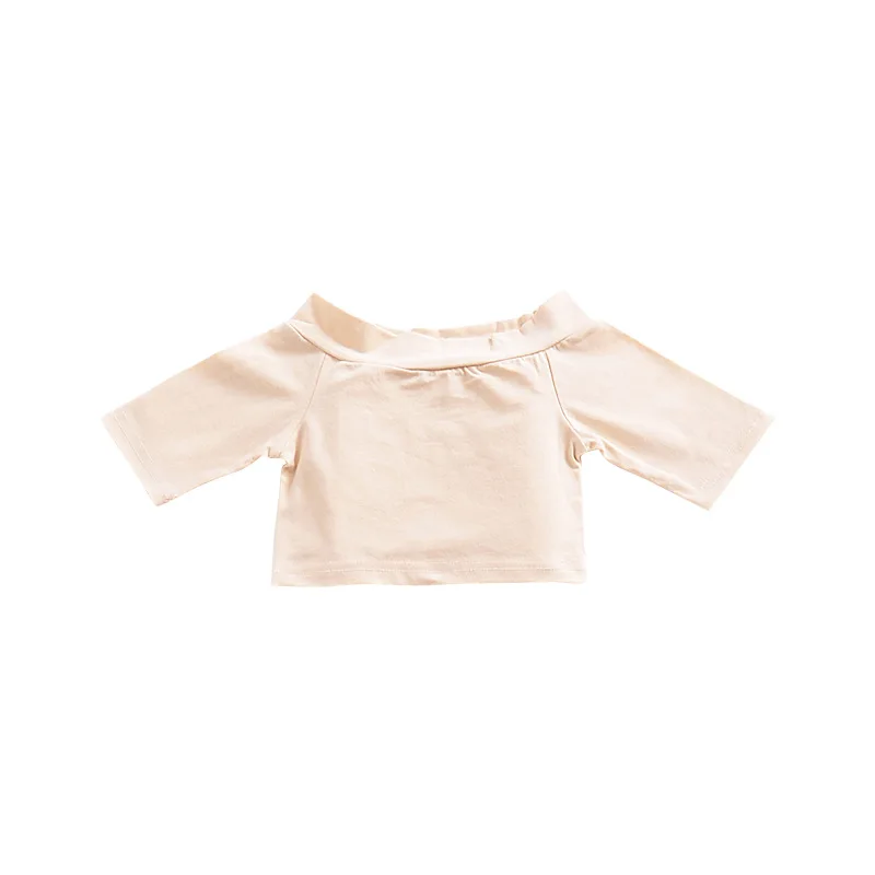 Модная короткая рубашка в европейском стиле для маленьких девочек Однотонная футболка, топы, хлопковая блузка для девочек, Рубашка летняя детская одежда - Цвет: as picture