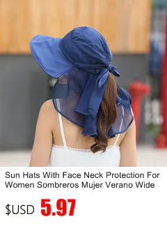 Солнцезащитные шляпы с Защита лица и шеи для женщин Sombreros Mujer Verano с широкими полями летние козырьки кепки анти-УФ Chapeu Feminino для улицы