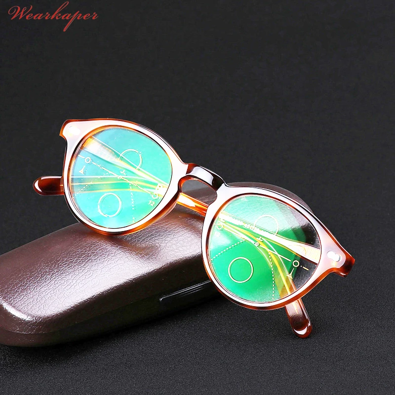 

WEARKAPER New Retro Multifocal Progressive Reading Glasses Men Women Diopter Presbyopic Eyeglasses