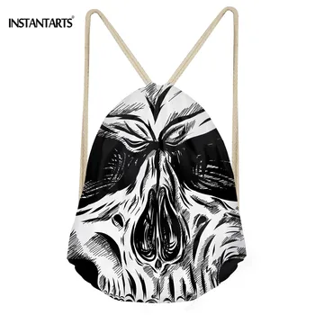 

INSTANTARTS Vintage Gothic Dead Skull Face Printing Men Gym Bag Outdoor Athletic Trianing Hiking Drawstring Bags for Shoes Balls