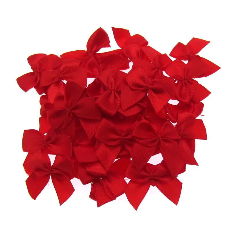 100 шт ручной работы атласная мини-лента банты с цветами Лента бант для упаковки Ремесло Свадебные украшения 3/8" - Цвет: red
