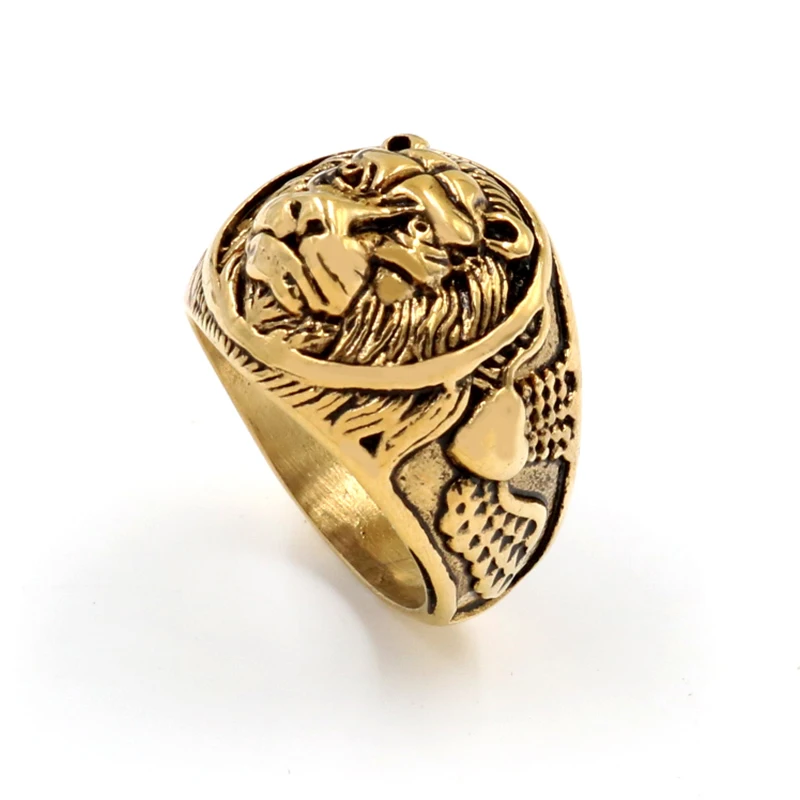 

Jewelry Men Ring Black Lion Head Gothic Biker Ring Stainless Steel Stunning Punk fashion Band Male Rings Party Jewelry Free ship
