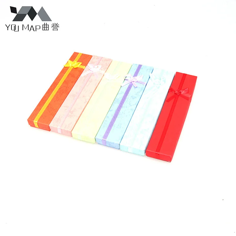 

20x4.5cm Fashion Colorful Paper Long With Bowknot Pendent Necklace Jewelry Box Gift Package