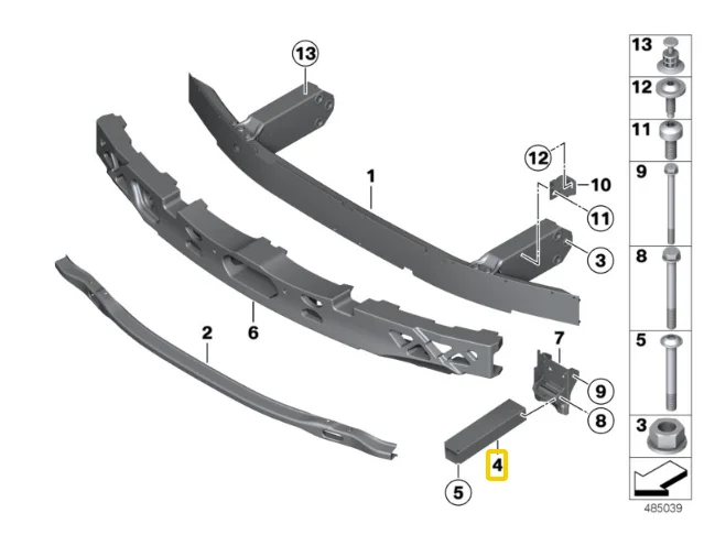 Передний пассажирский боковой Нижний Бампер для BMW 5 серии F07 F10 F11 OEM: 51117158874