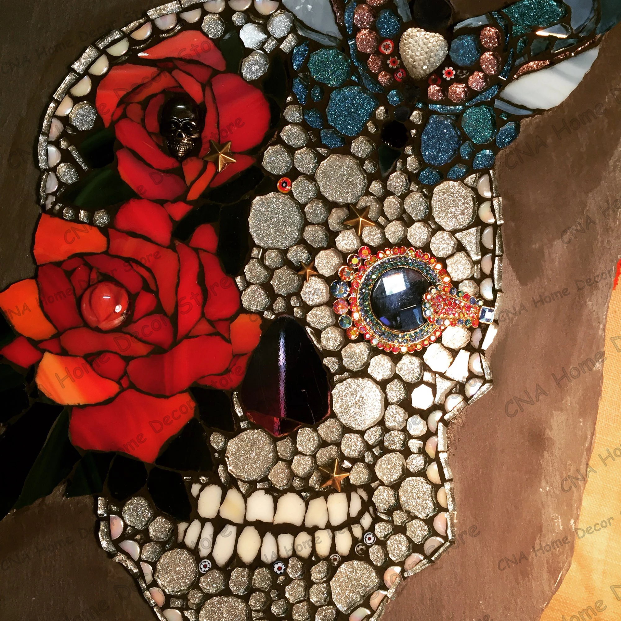 Skull Flowers Drill Resin 5D Diy Embroidery Diamond Painting 3D Cross