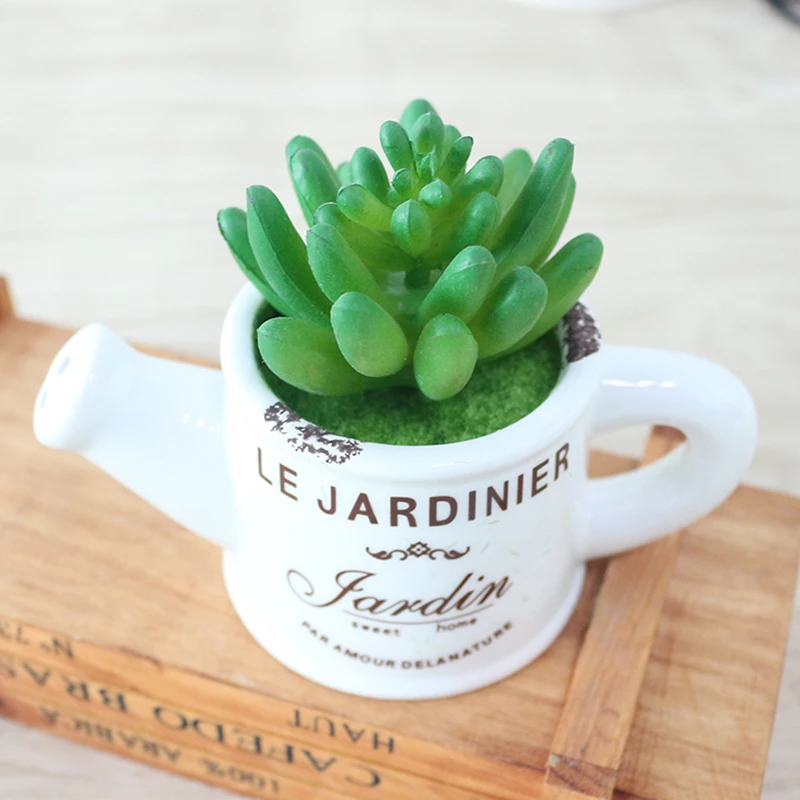 artificial plastic flowers with Ceramics vase cute artificial flower set home decoration for wedding flowers decoration (2)