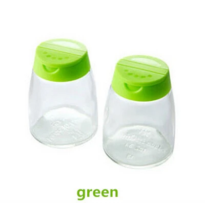 Двойные покрытые Приправ Для баночек со кухонная, коробочка, приправ Стекло печать приправы ящик для хранения с крышкой с бутылочкой для соль перец бутылка AU338 - Цвет: Зеленый