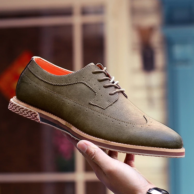 fashion suede leather men shoes elegant male footwear italian office leisure moccasins dress classic brogue oxford shoes for men (28)