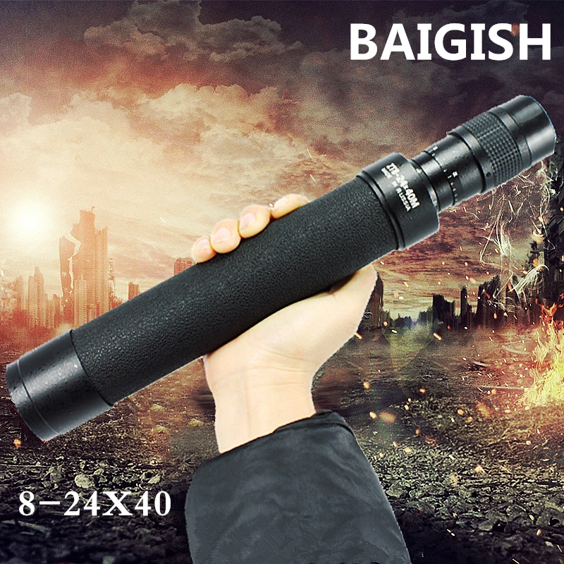 Russian telescope Baigish 8-24X40 military powerful monocular spotting scope high times Astronomical telescopes with tripod Free