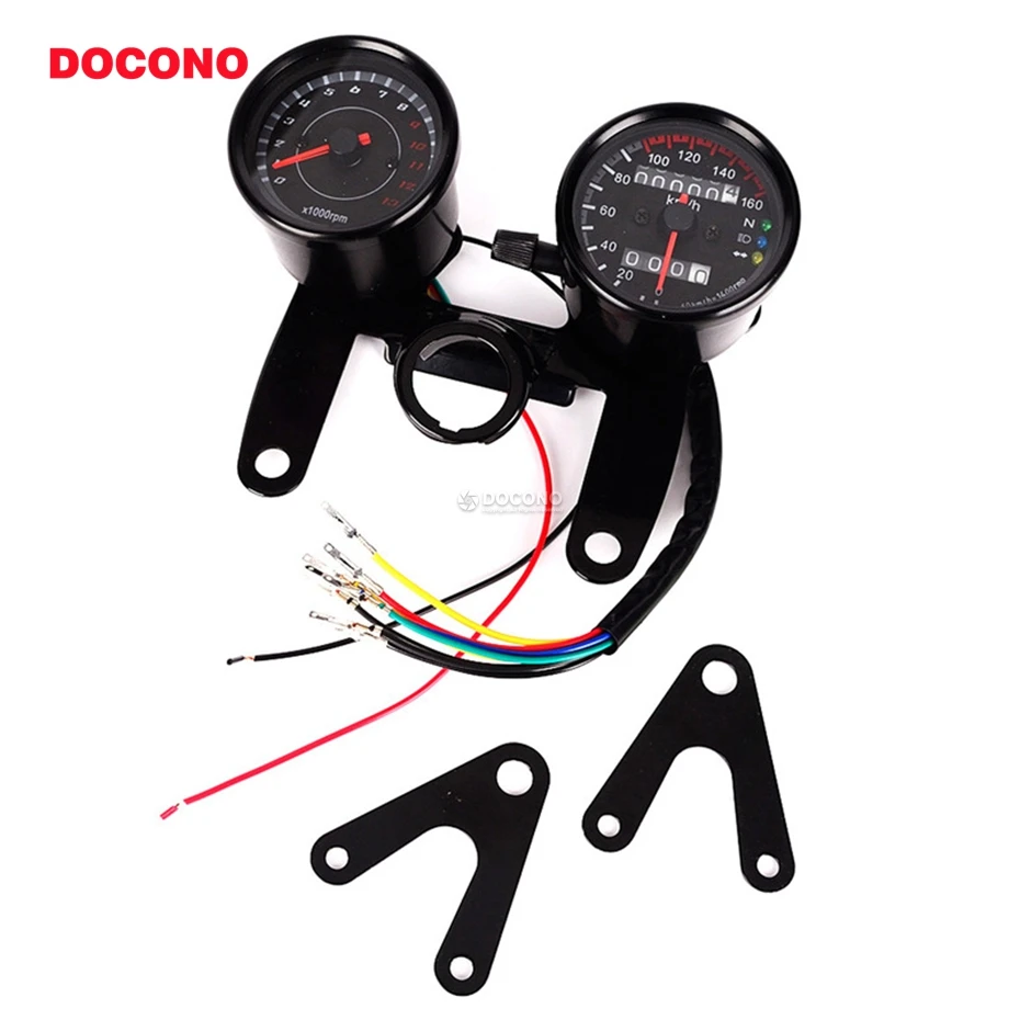 DOCONO 12V мотоцикл цифровой спидометр одометр 0 160 км/ч 13000 об/мин цветной