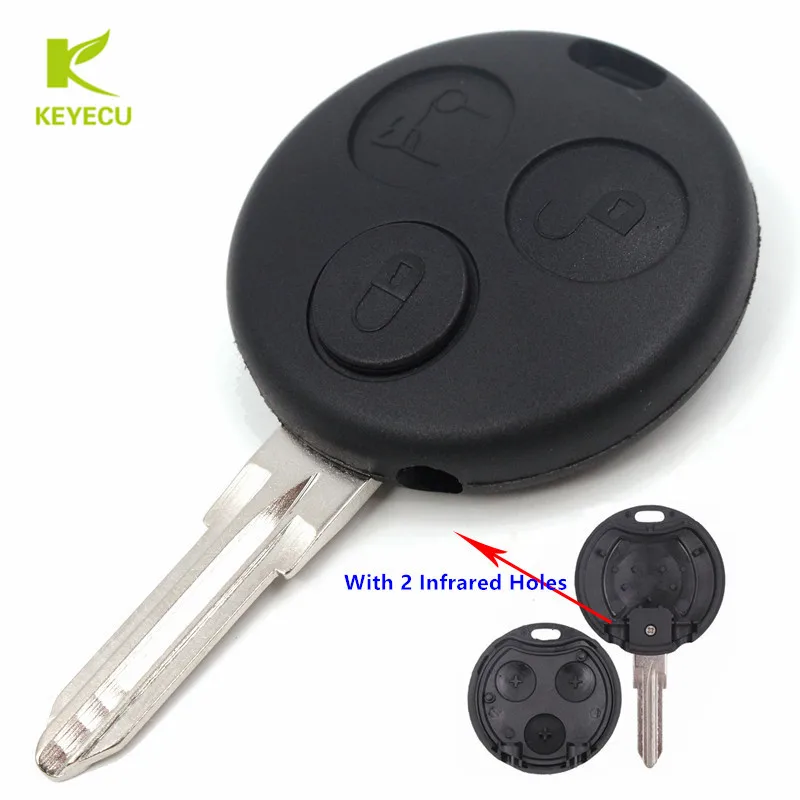 KEYECUReplacementNewRemoteCarKeyShellFobforSmartFortwo