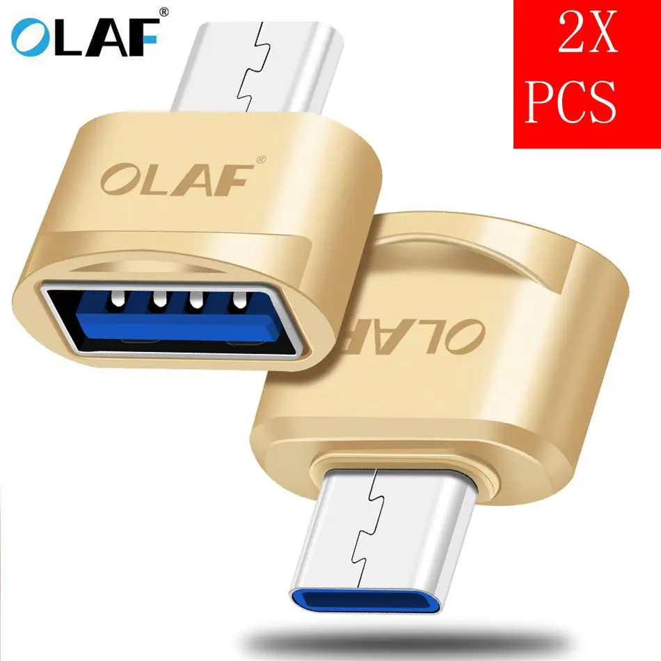 Олаф OTG type-C/usb type C адаптер типа OTG-C конвертер для samsung S8 для MacBook серии usb type C OTG Micro usb адаптер - Цвет: Gold 2 PCS