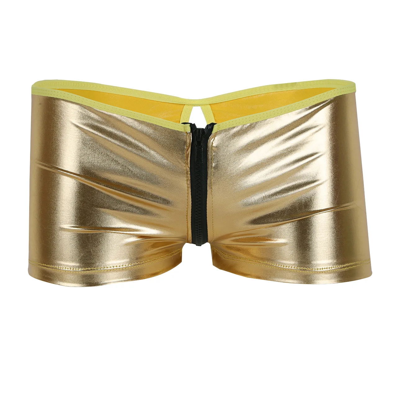 Пикантное белье из кожи нижнее бельё атласные трусы мужские трусы боксеры с открытым отверстием купальный костюм - Цвет: Gold