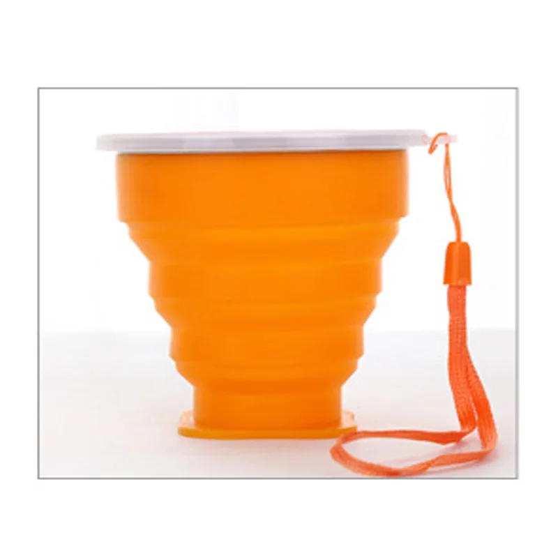 Дорожная чашка из нержавеющей стали, силиконовое телескопическое складывание, телескопическая складная кофейная чашка, уличная спортивная чашка - Цвет: ZDB101-Orange
